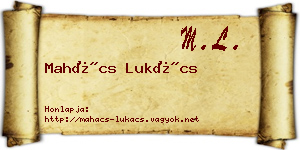 Mahács Lukács névjegykártya